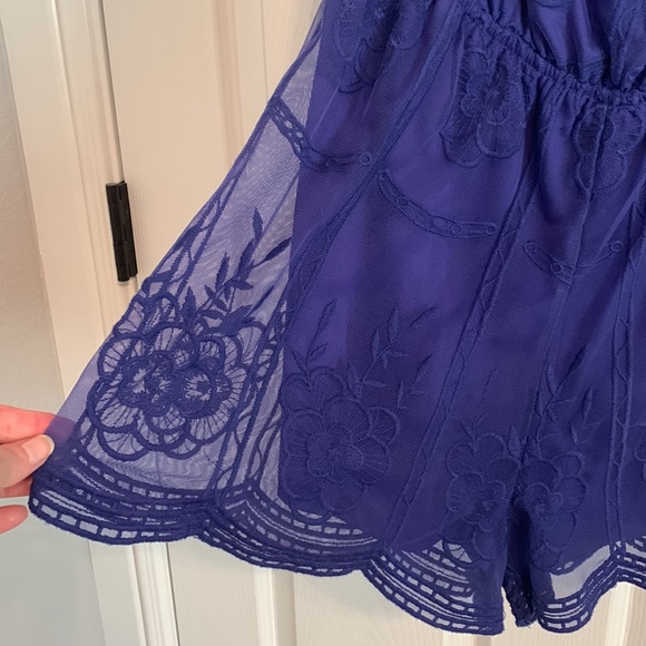 💠NWT Lace overlay Alter’d State romper - royal/purple - Picture 7 of 7